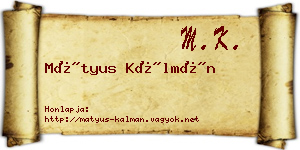 Mátyus Kálmán névjegykártya